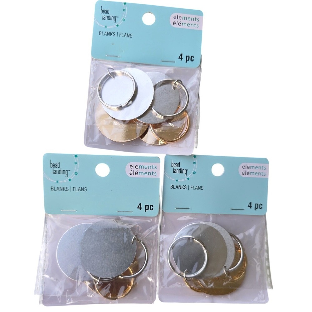 Bead Landing Elements 12pc Round Jewelry Blanks 1.3in Silver Gold Nickel Free K1